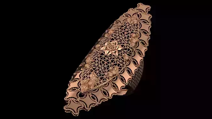 Flower Ultra Vision Wire Mesh Jewelry Plain Gold Ring