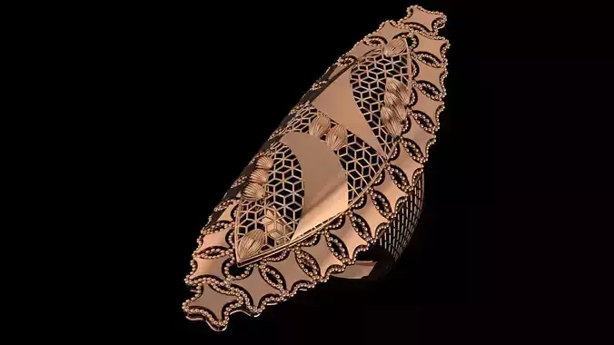 Leaves Ultra Vision Wire Mesh Jewelry Plain Gold Ring