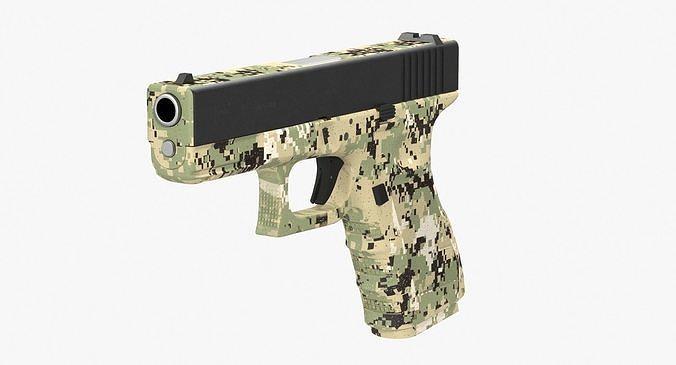 Glock 19 Camouflage Green Low-poly 3D model