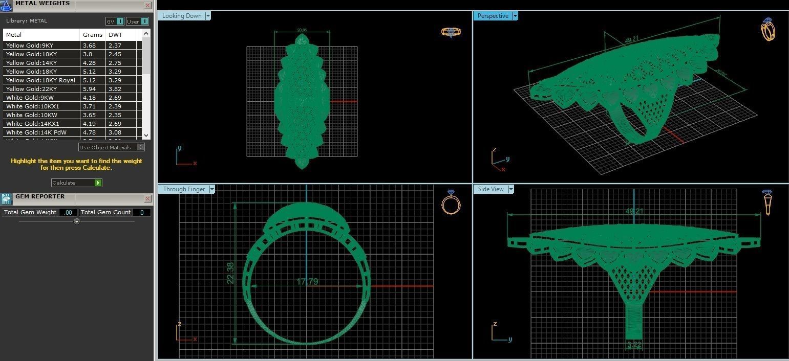 Flower Heart Ultra Vision Wire Mesh Jewelry Plain Gold Ring 3D print model_3