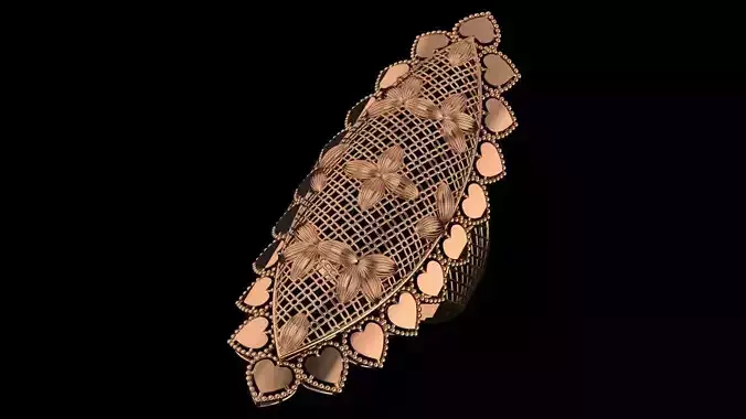 Flower Heart Love Ultra Vision Wire Mesh Jewelry Plain Gold Ring