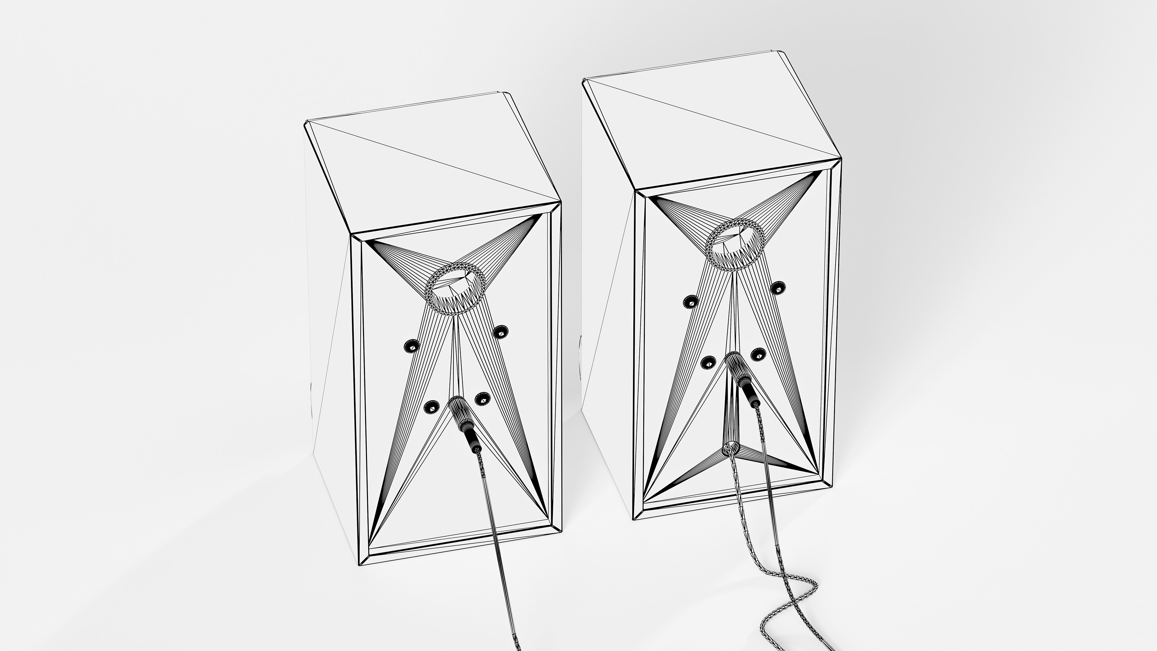 Desktop Speakers Low-poly 3D model_8