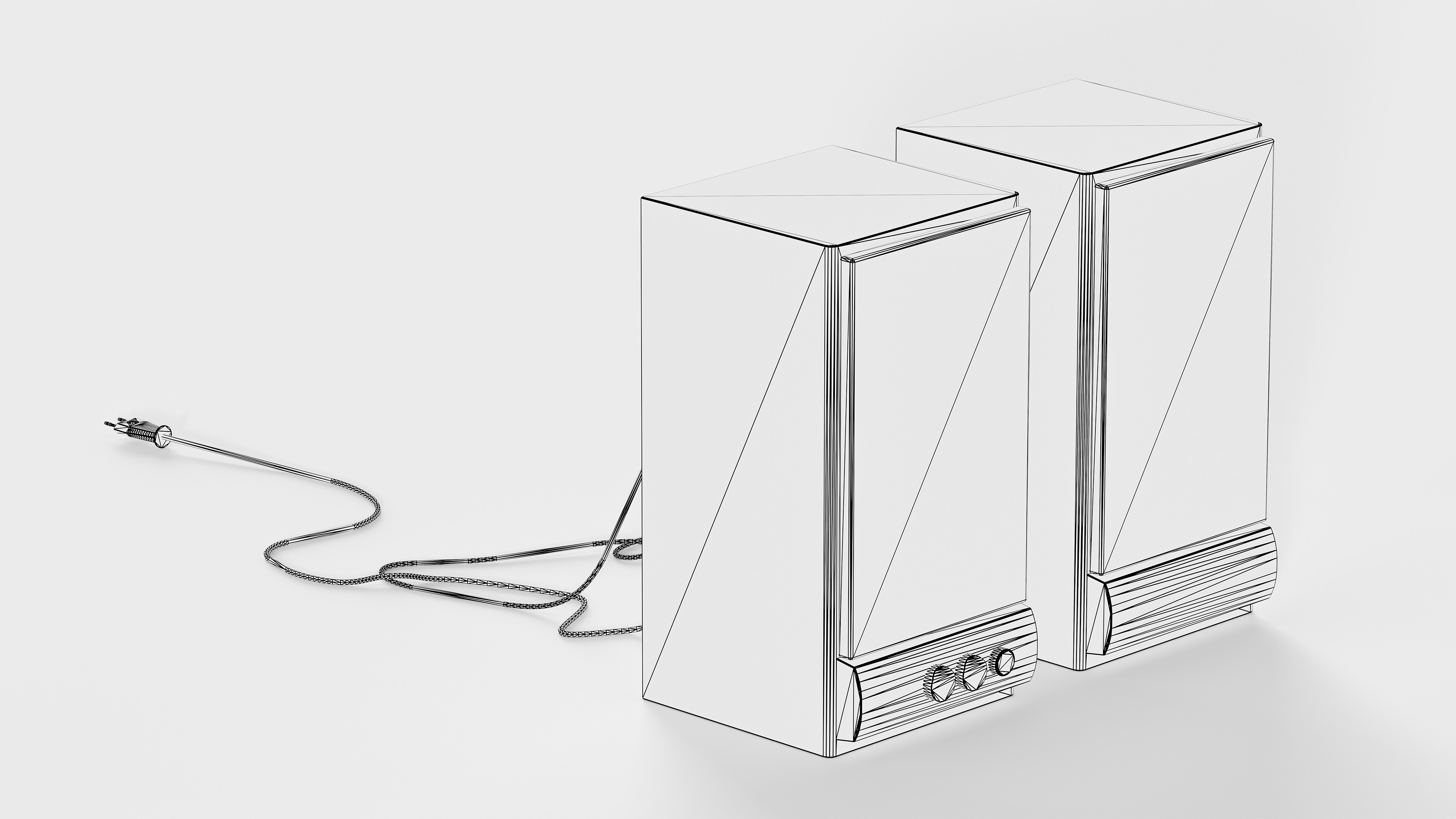 Desktop Speakers Low-poly 3D model_7