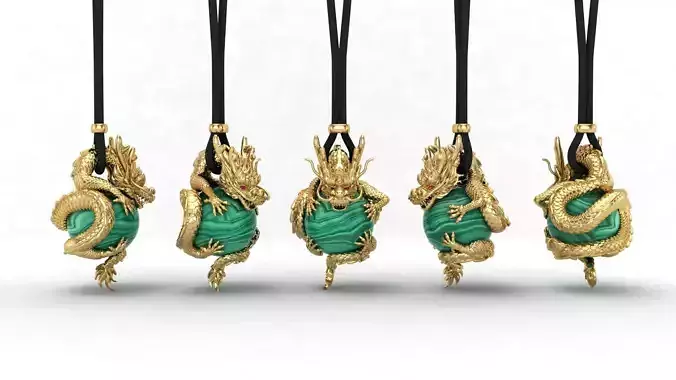 Dragon hugs pearl pendant