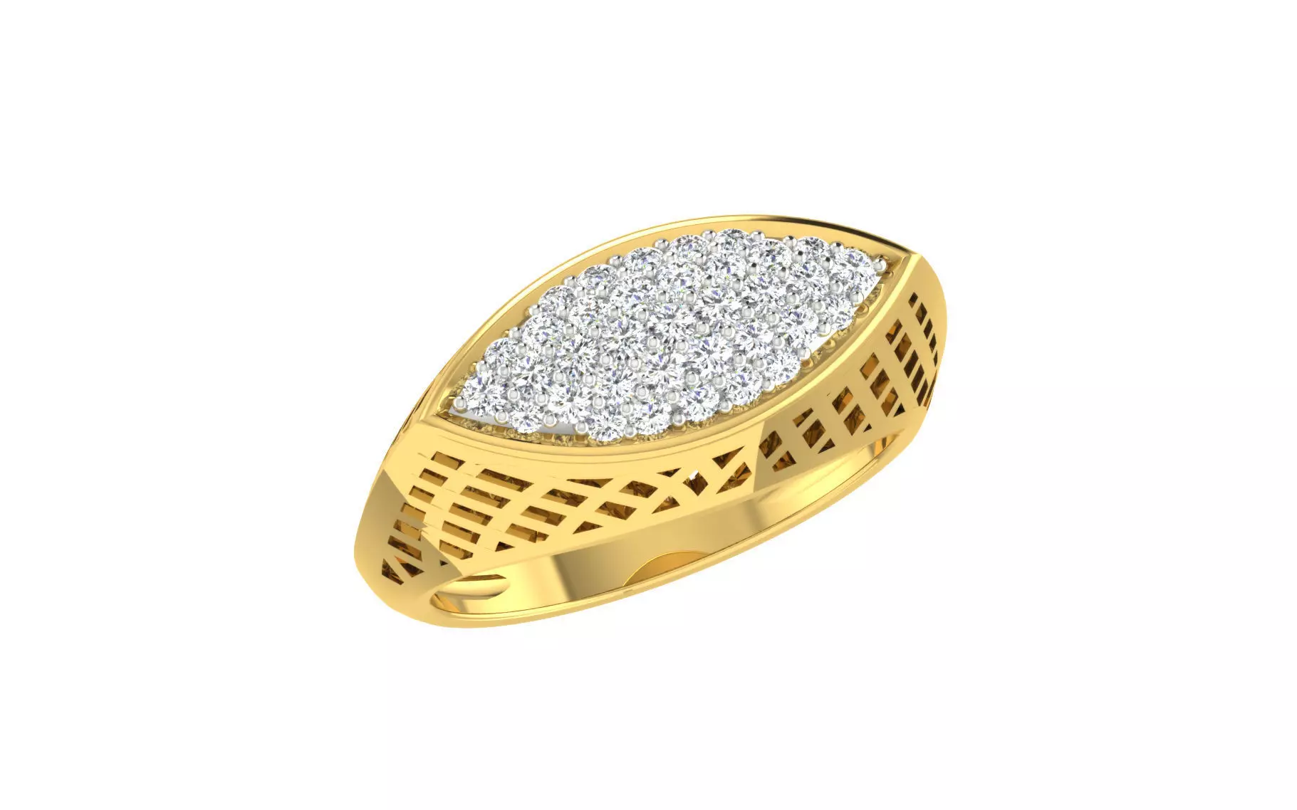 Light Weight Yellow Gold Diamond Ring -DDS RN 214 3D print model