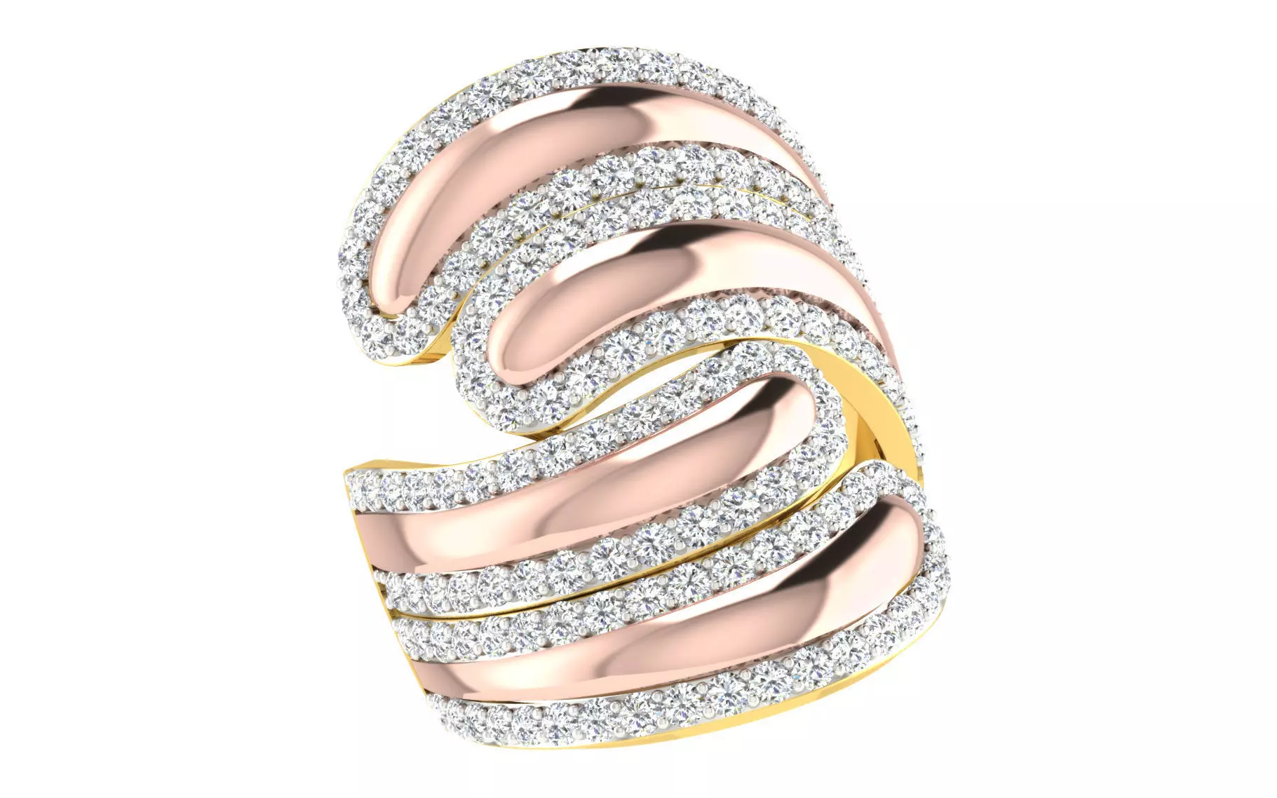 Light Weight ROSE Gold Diamond Ring -DDS RN 215 3D print model