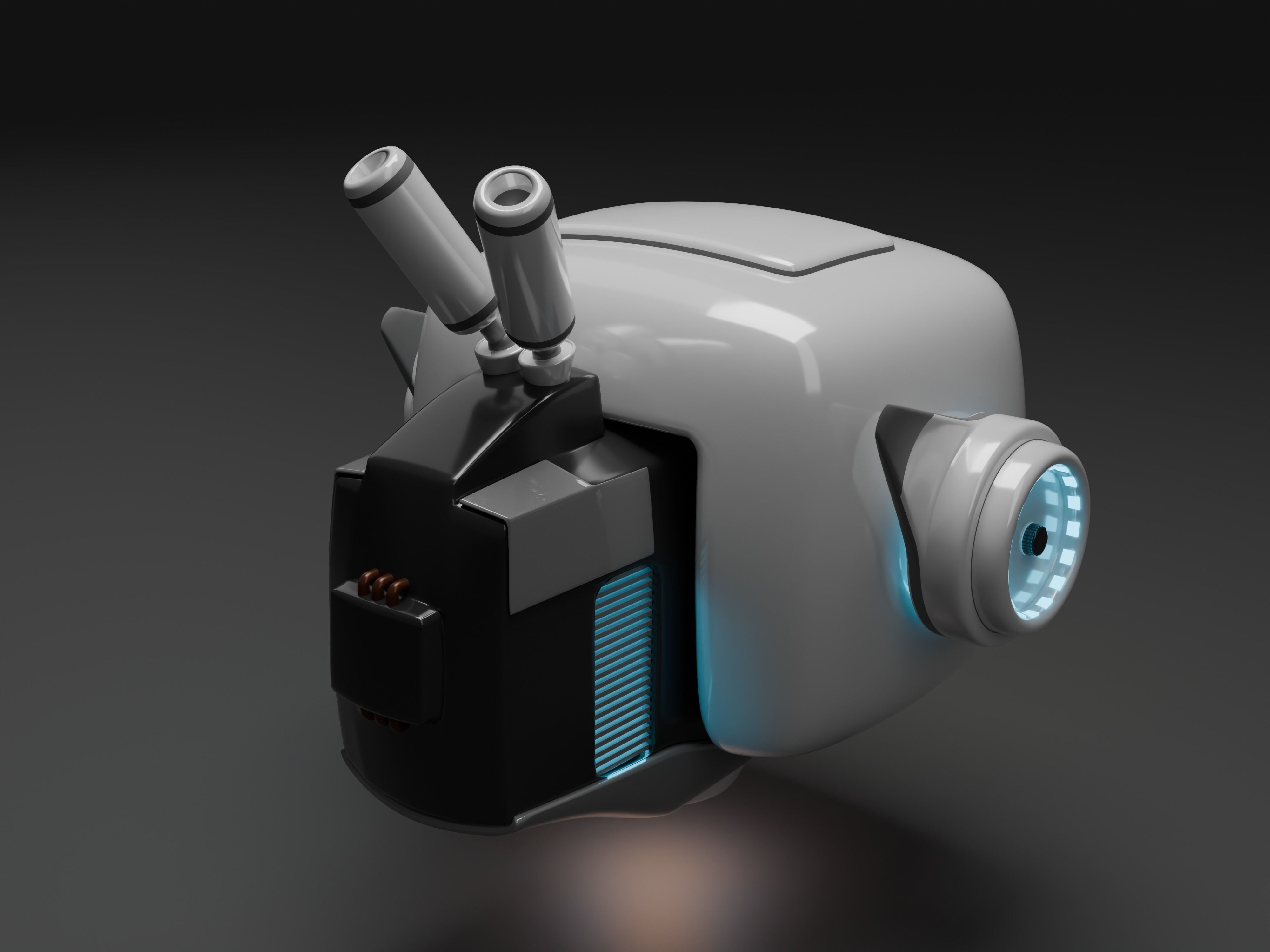 vintage television cute robot with LED face Low-poly 3D model_6