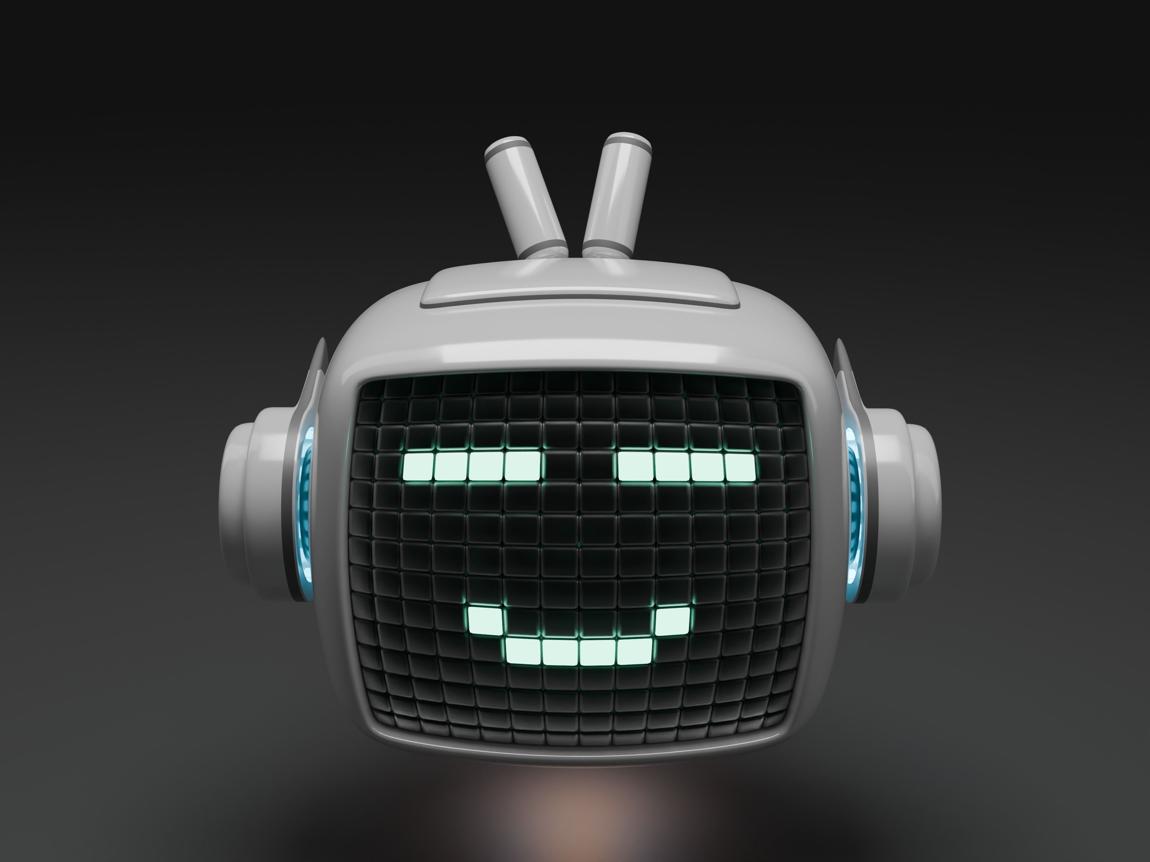 vintage television cute robot with LED face Low-poly 3D model_3
