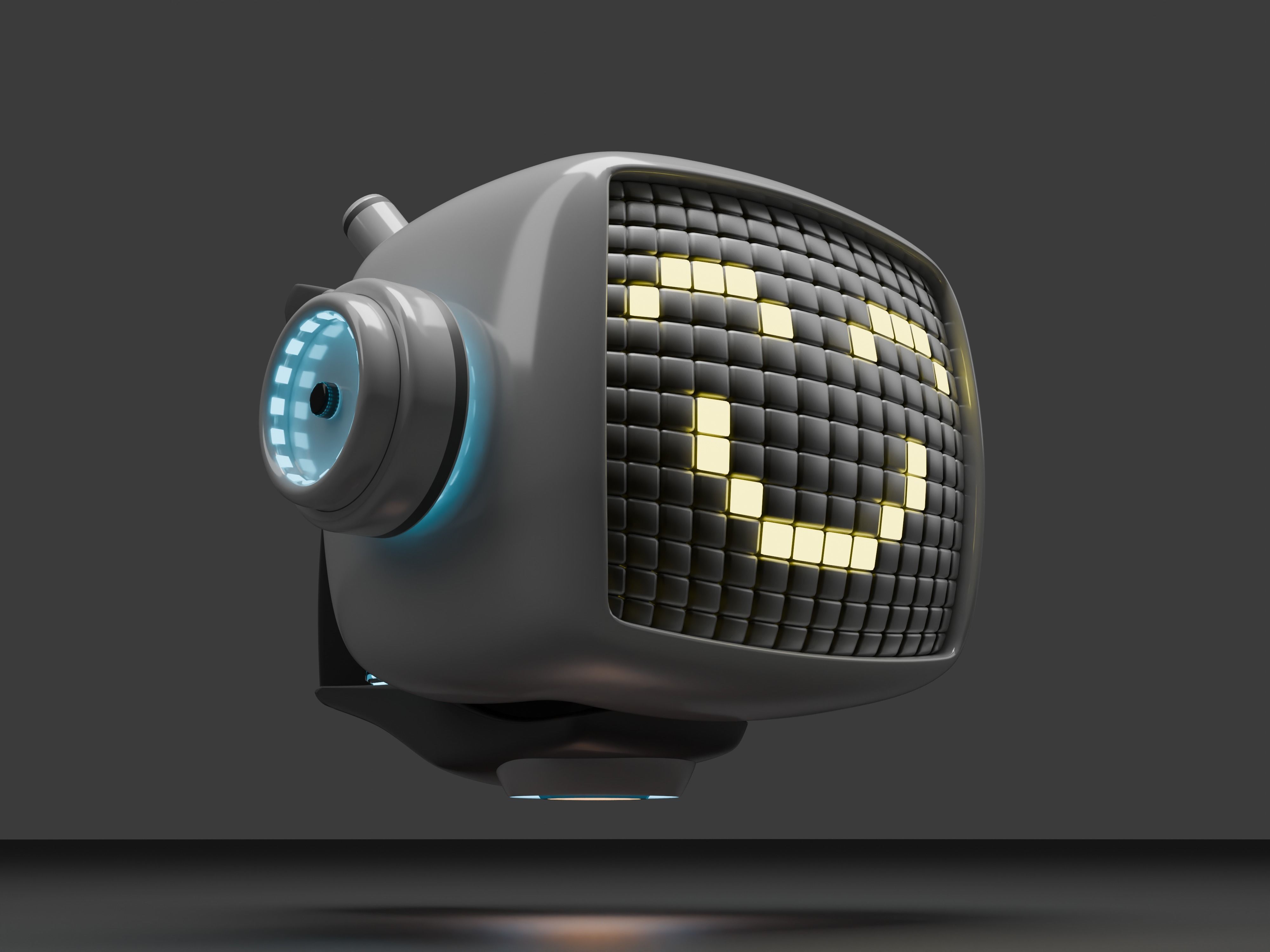 vintage television cute robot with LED face Low-poly 3D model_4