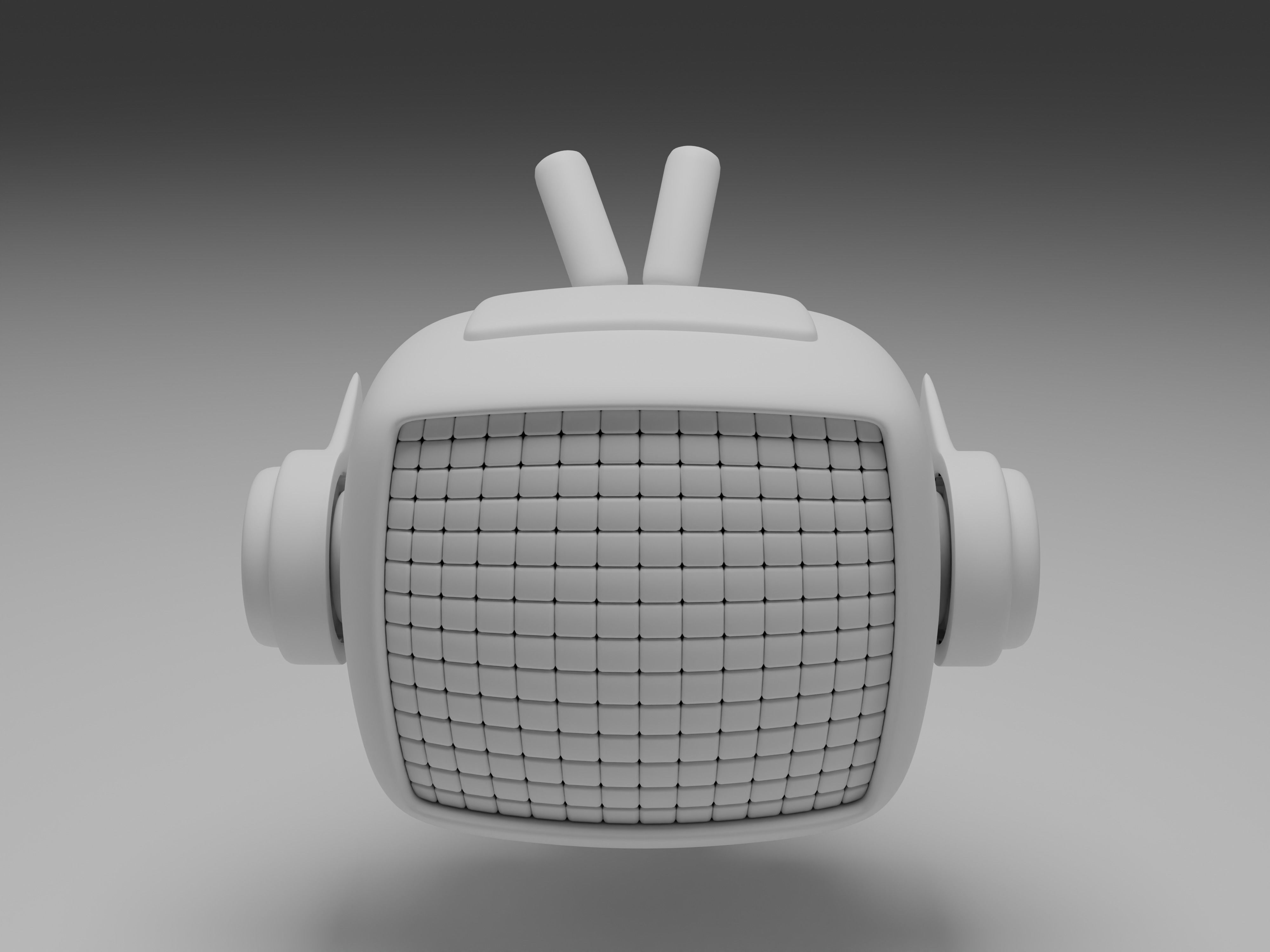 vintage television cute robot with LED face Low-poly 3D model_11