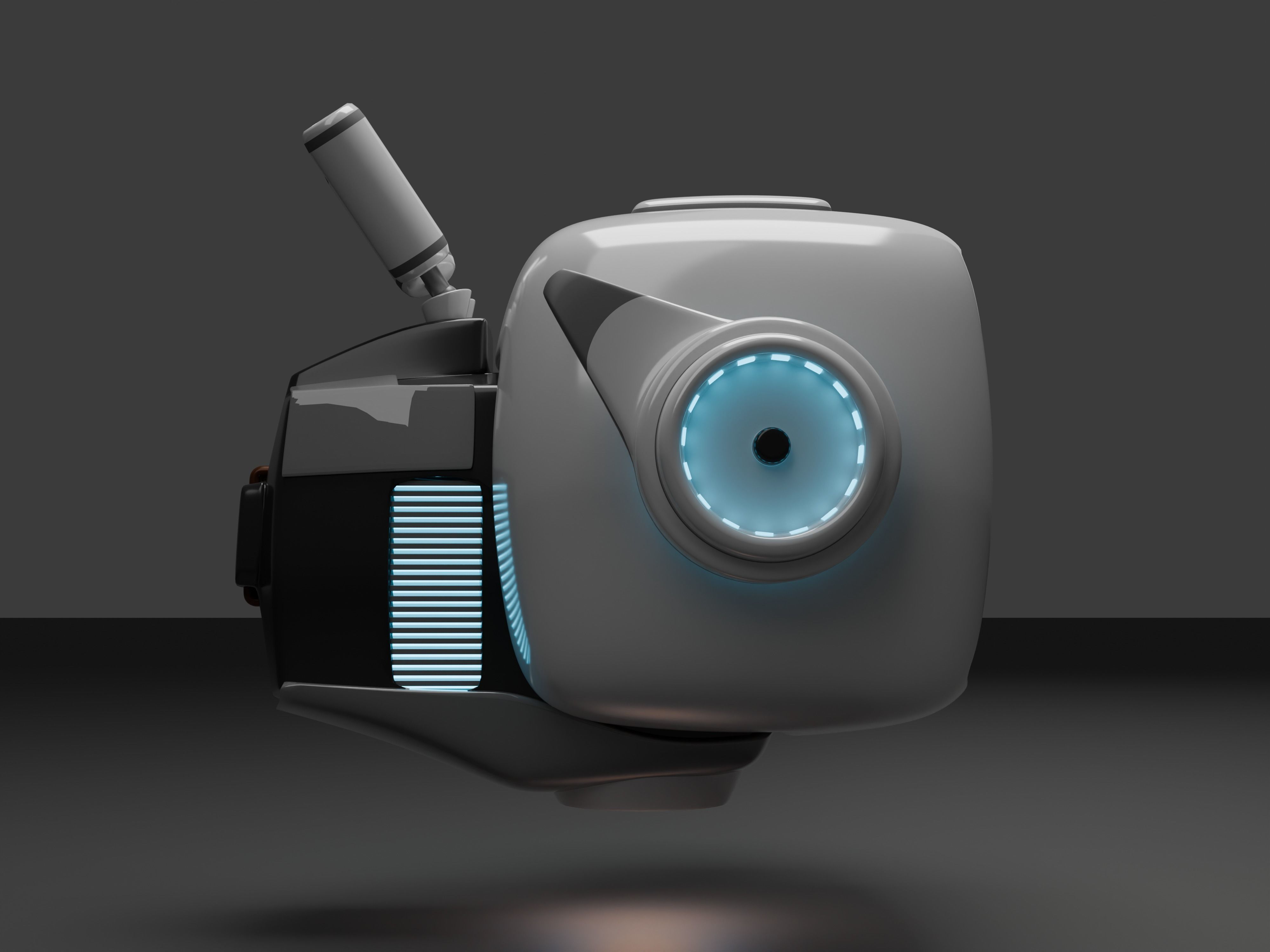 vintage television cute robot with LED face Low-poly 3D model_7