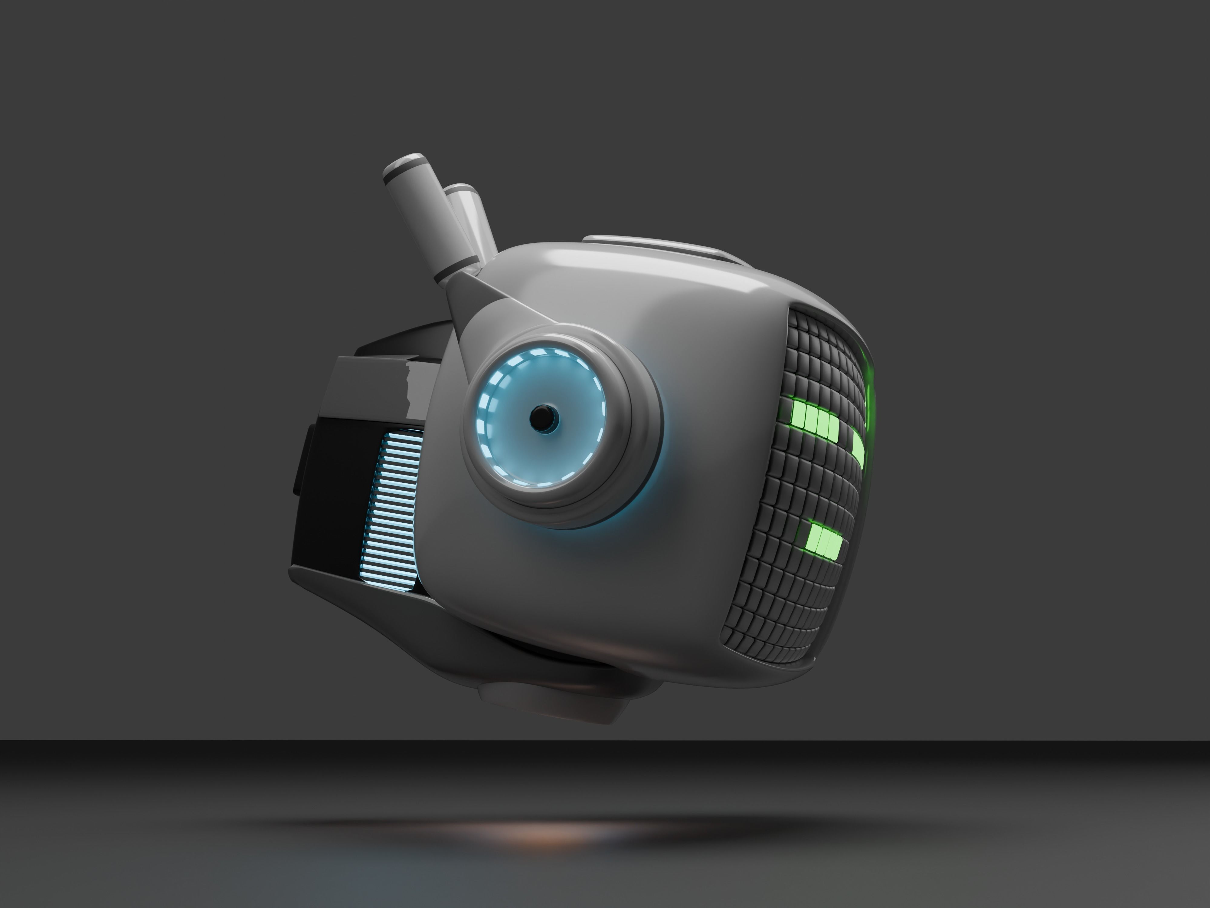 vintage television cute robot with LED face Low-poly 3D model_2