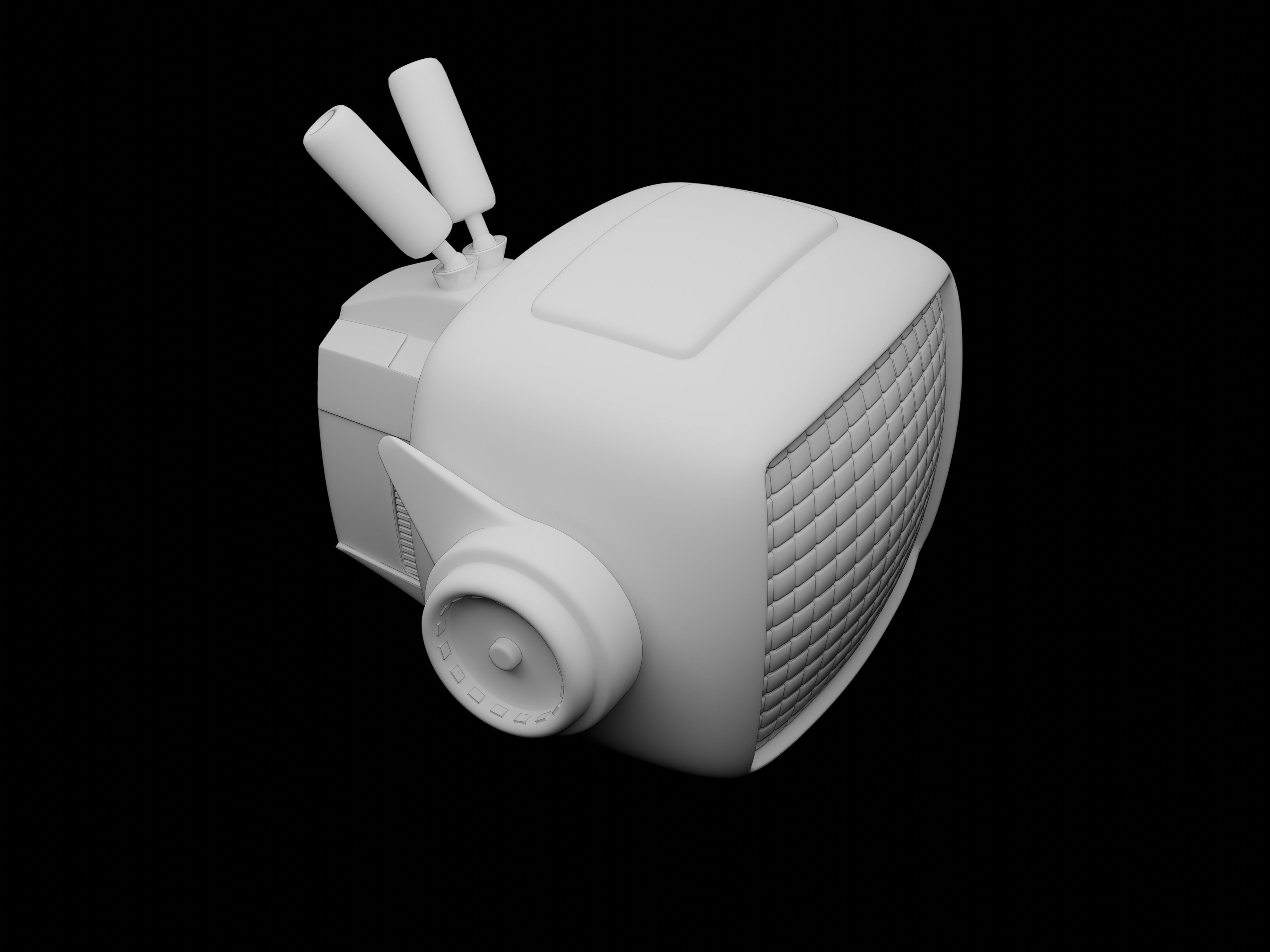 vintage television cute robot with LED face Low-poly 3D model_10