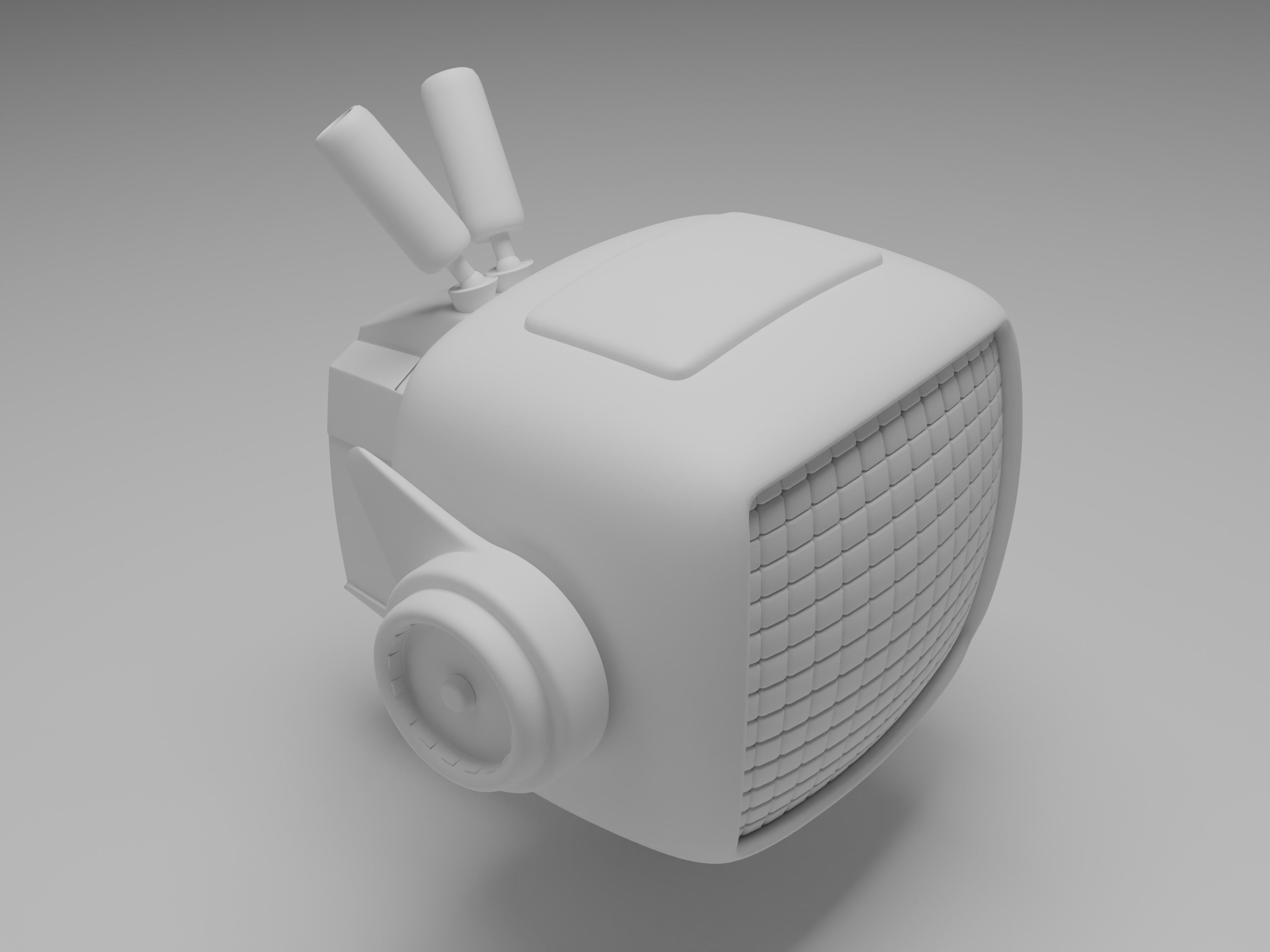 vintage television cute robot with LED face Low-poly 3D model_9