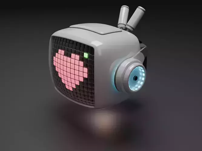 vintage television cute robot with LED face Low-poly 3D model