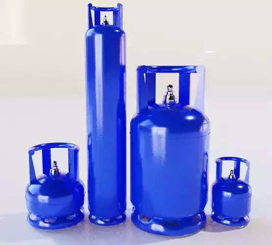 LP gas cylinder tank collection Low-poly 3D model