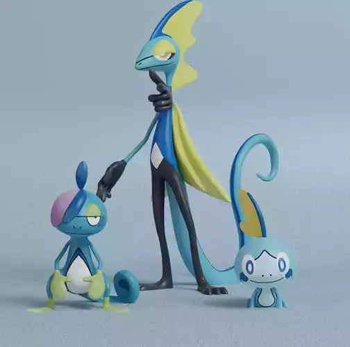 Pokemon - Sobble Drizzile and Inteleon with 2 poses