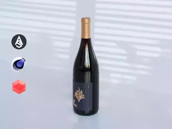 Red Wine Bottle 3D model