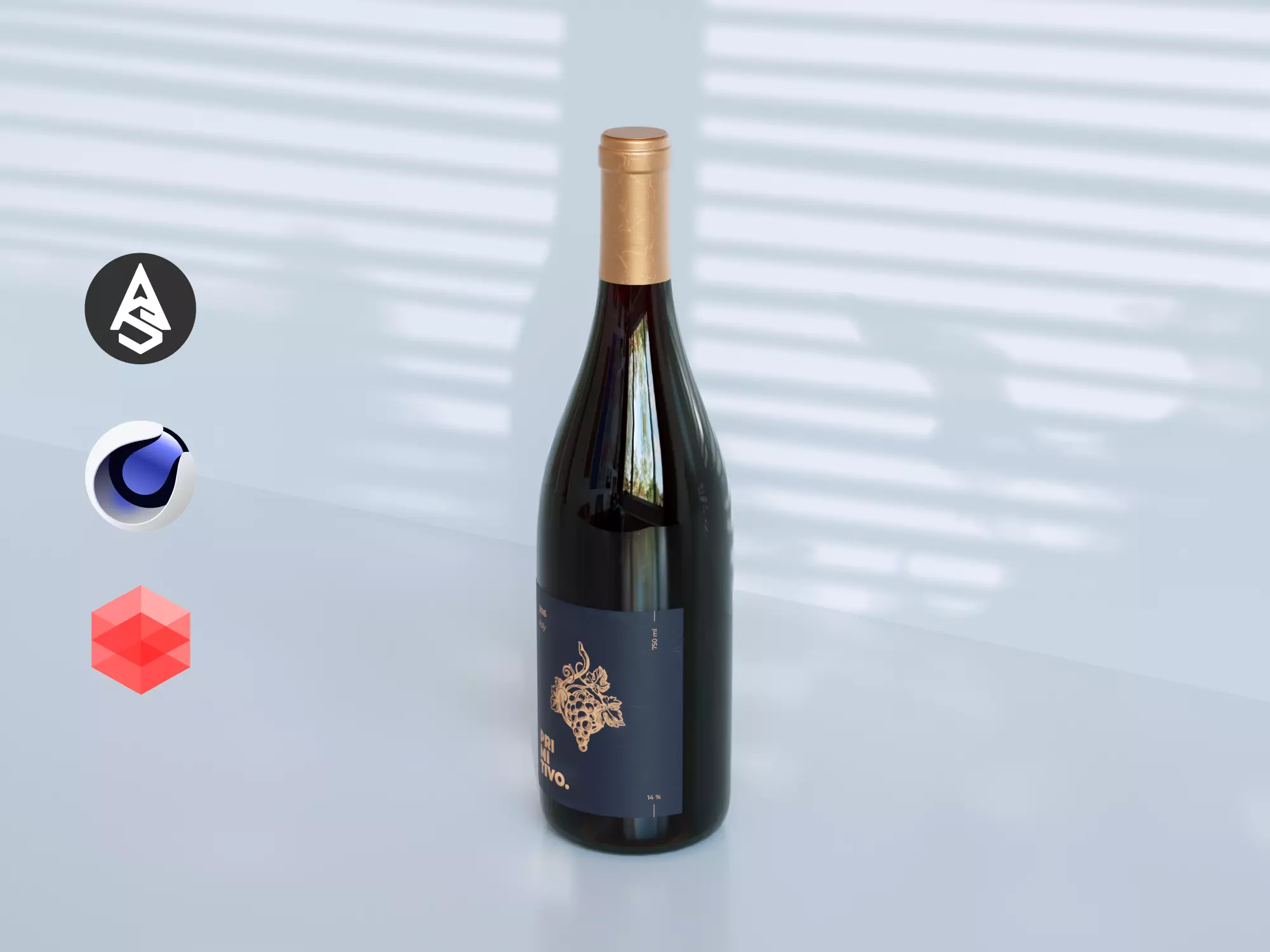 Red Wine Bottle with Cork and Label - Realistic PBR 3D model