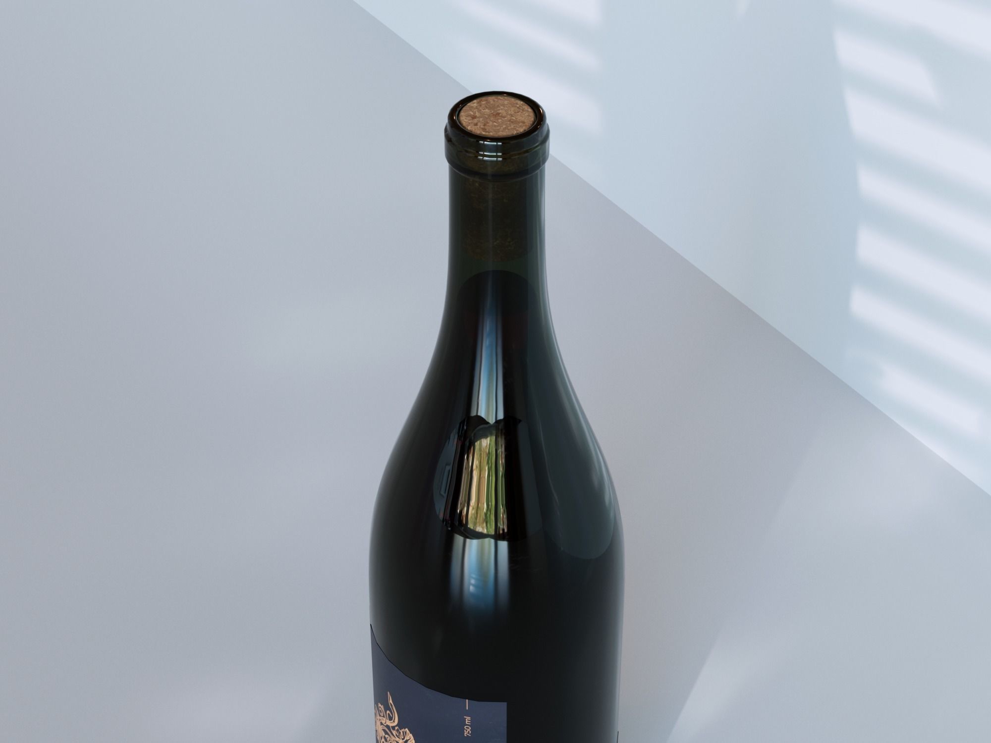 Red Wine Bottle 3D model_3