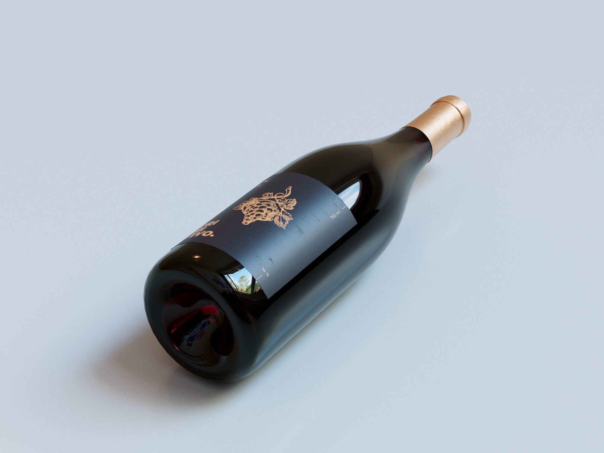 Red Wine Bottle 3D model_6