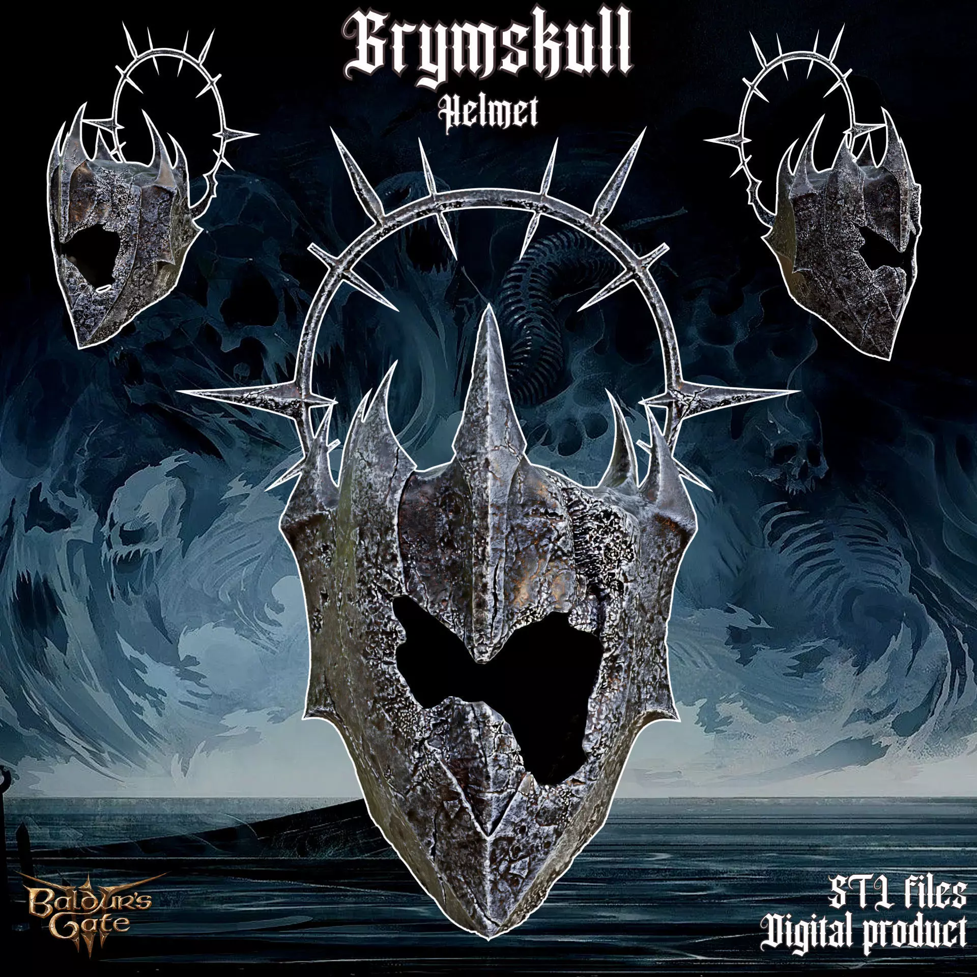 Fantasy Grymskull Helmet Baldurs Gate 3 3D print model