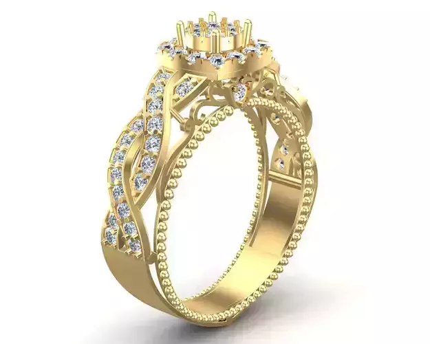Gold Engagement Diamonds Ring