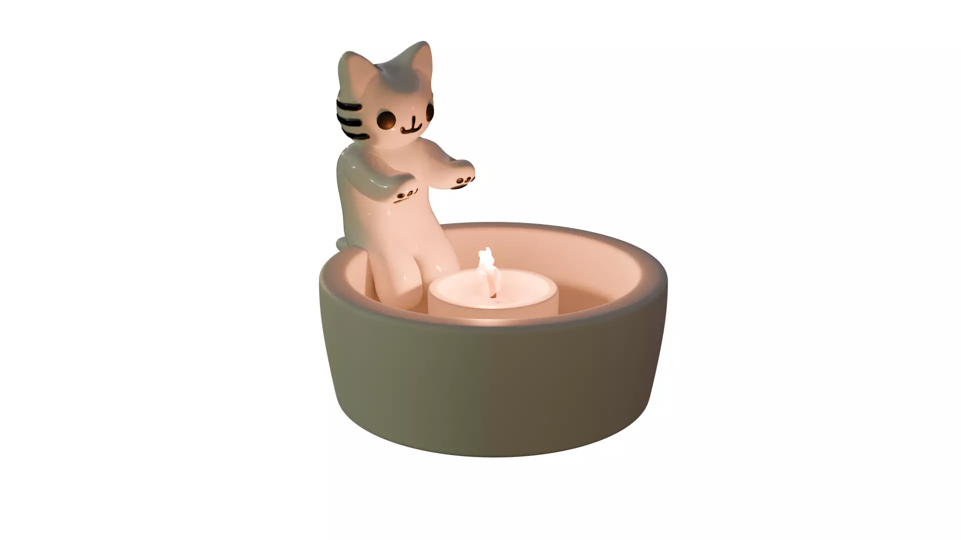 CUTE KITTEN CANDLE HOLDER 3D print model