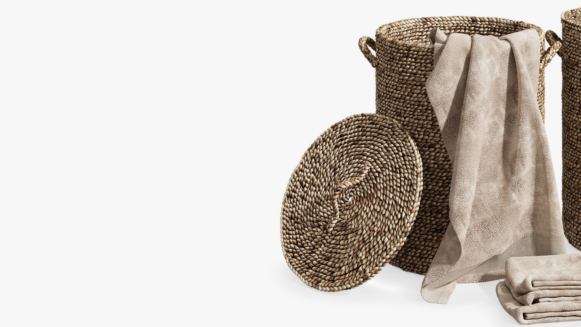 Liane baskets with towels and shampoo 3D model_3