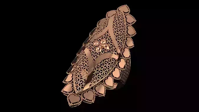 Flower Heart Ultra Vision Wire Mesh Jewelry Plain Gold Ring