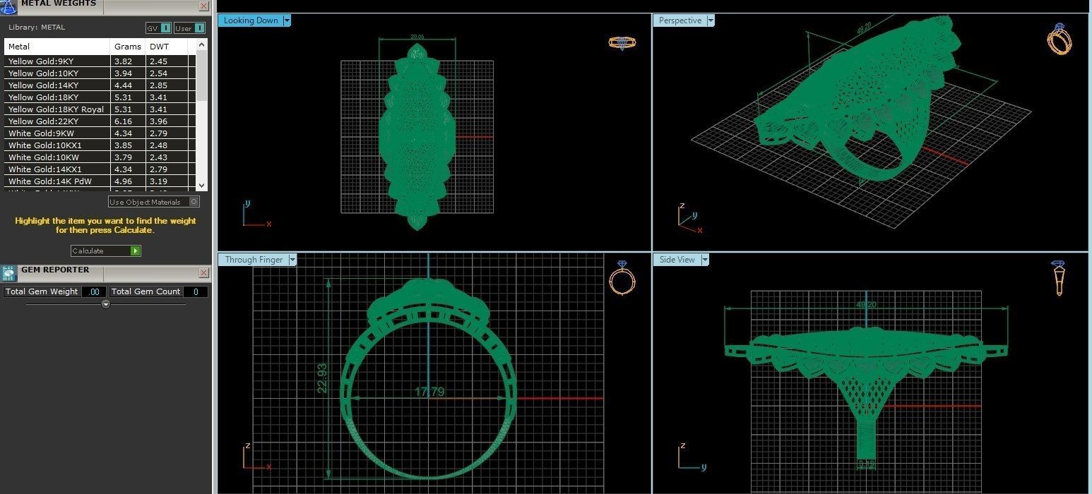 Flower Heart Ultra Vision Wire Mesh Jewelry Plain Gold Ring 3D print model_3