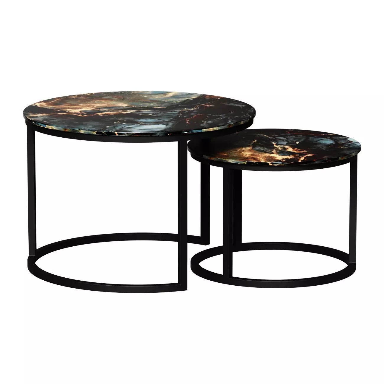 ROUND SPACE COFFEE TABLE WITH BLACK TANGO BASE 2 PCS 3D model_0