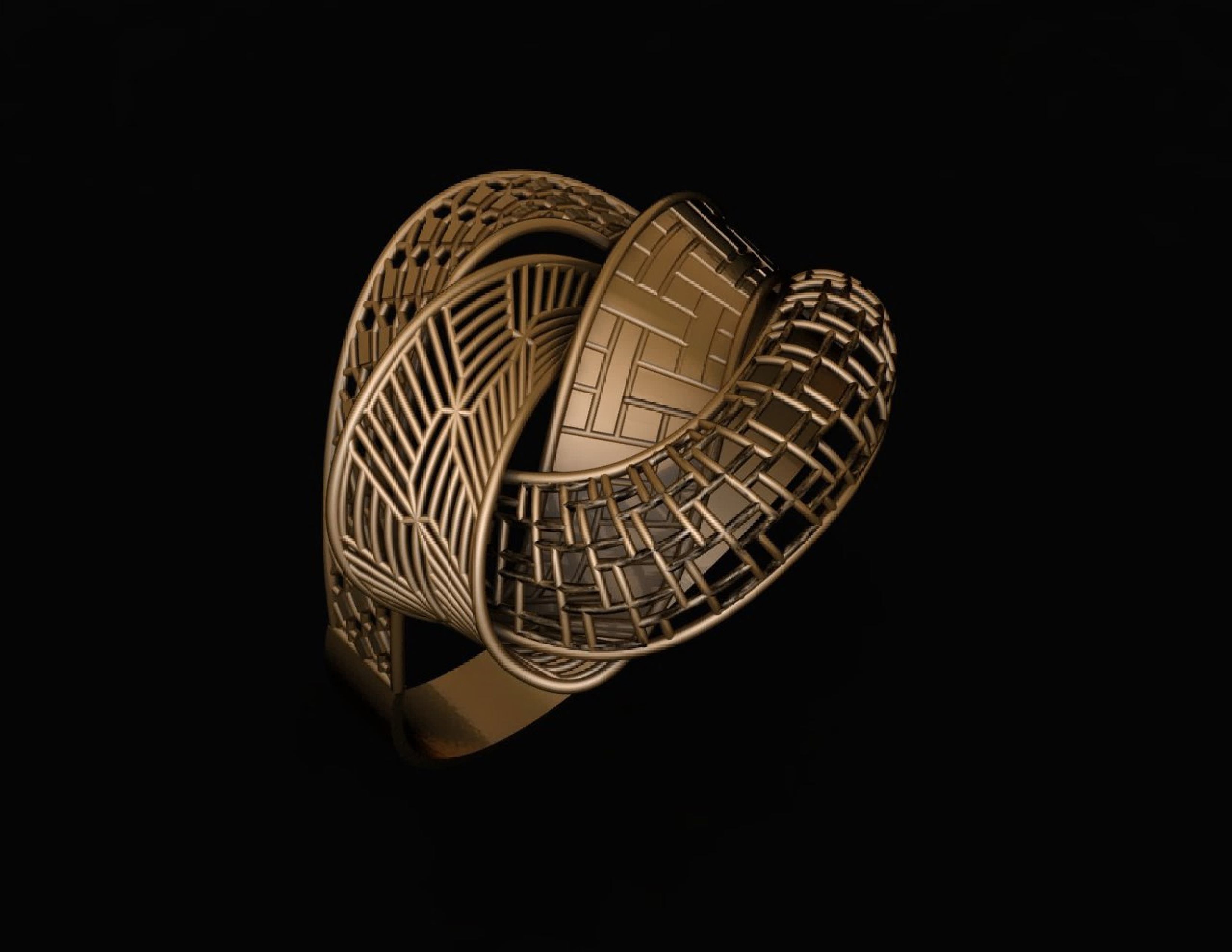 Ultra Vision Wire Mesh Jewelry Plain Gold Ring 3D print model_2