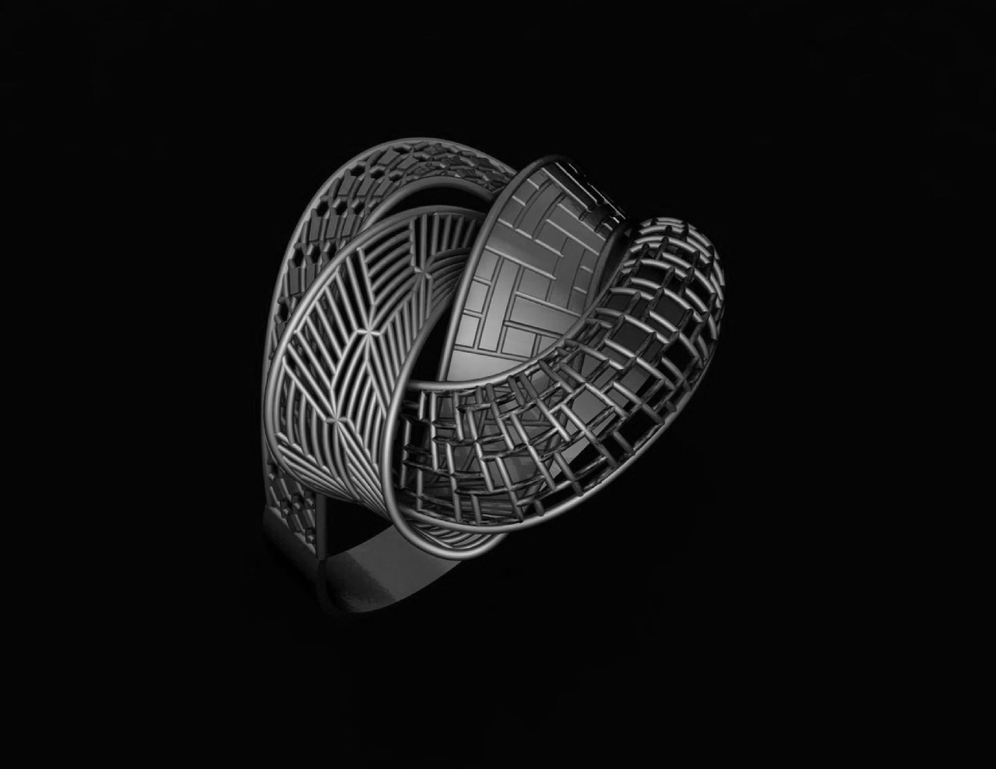 Ultra Vision Wire Mesh Jewelry Plain Gold Ring 3D print model_3