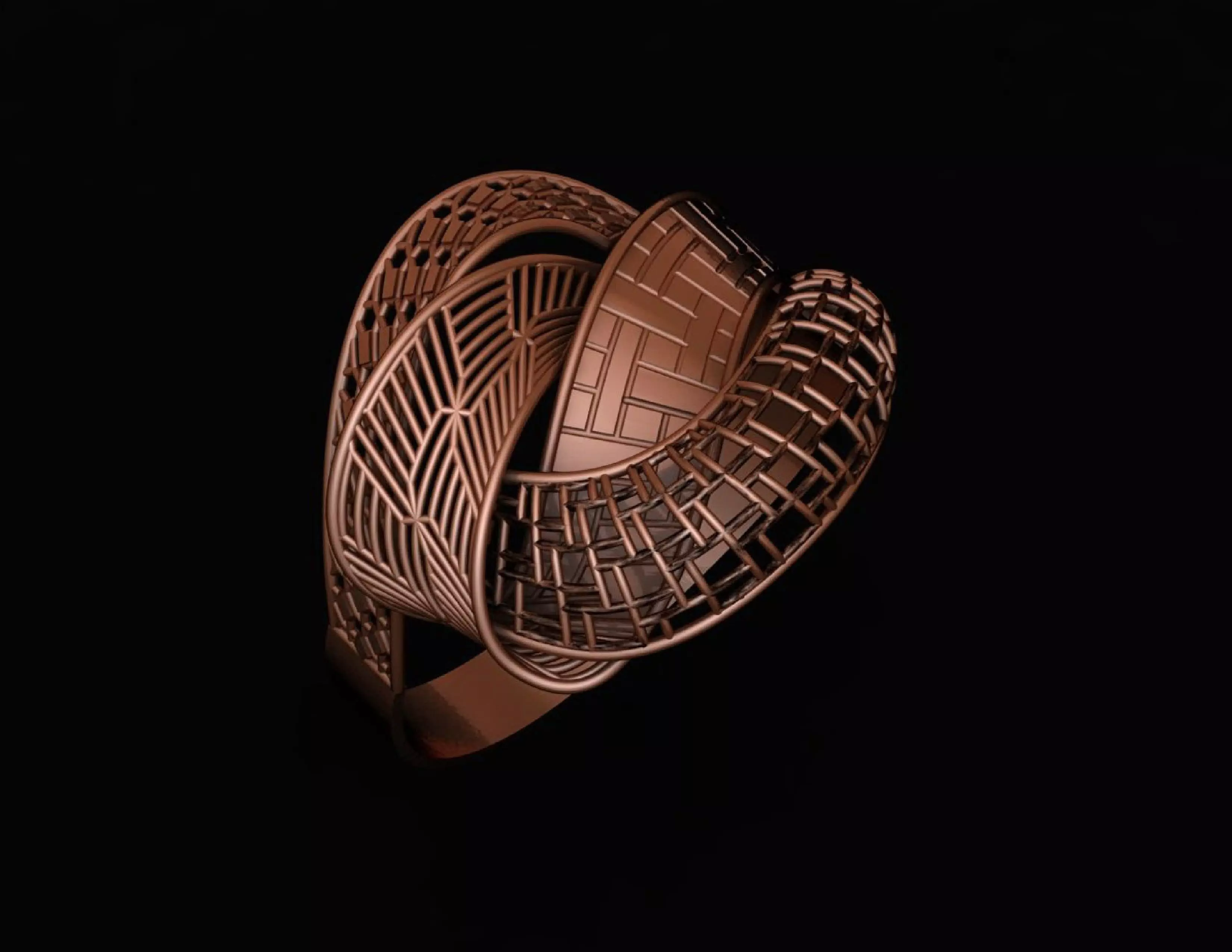 Ultra Vision Wire Mesh Jewelry Plain Gold Ring 3D print model_0