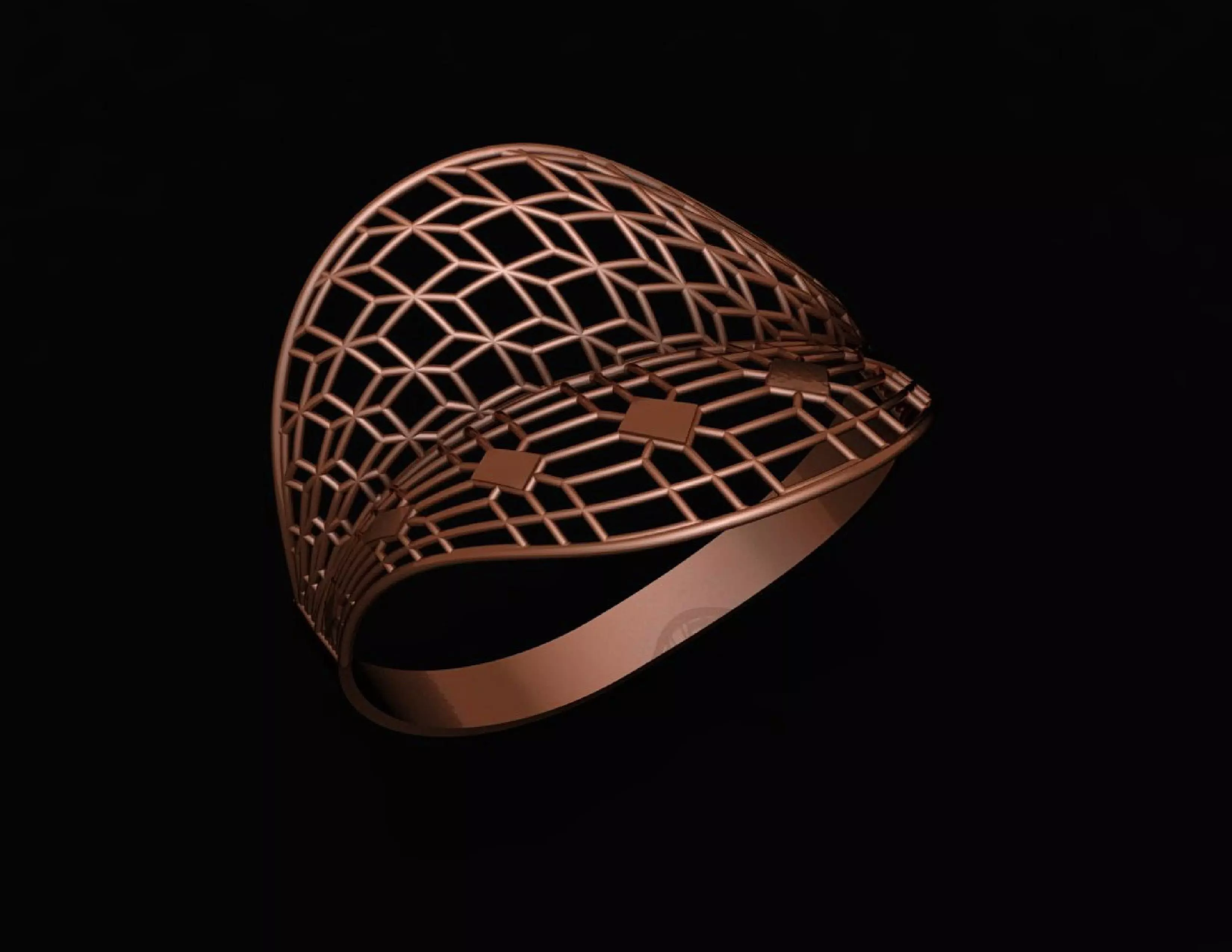 Ultra Vision Wire Mesh Jewelry Plain Gold Ring 3D print model_0