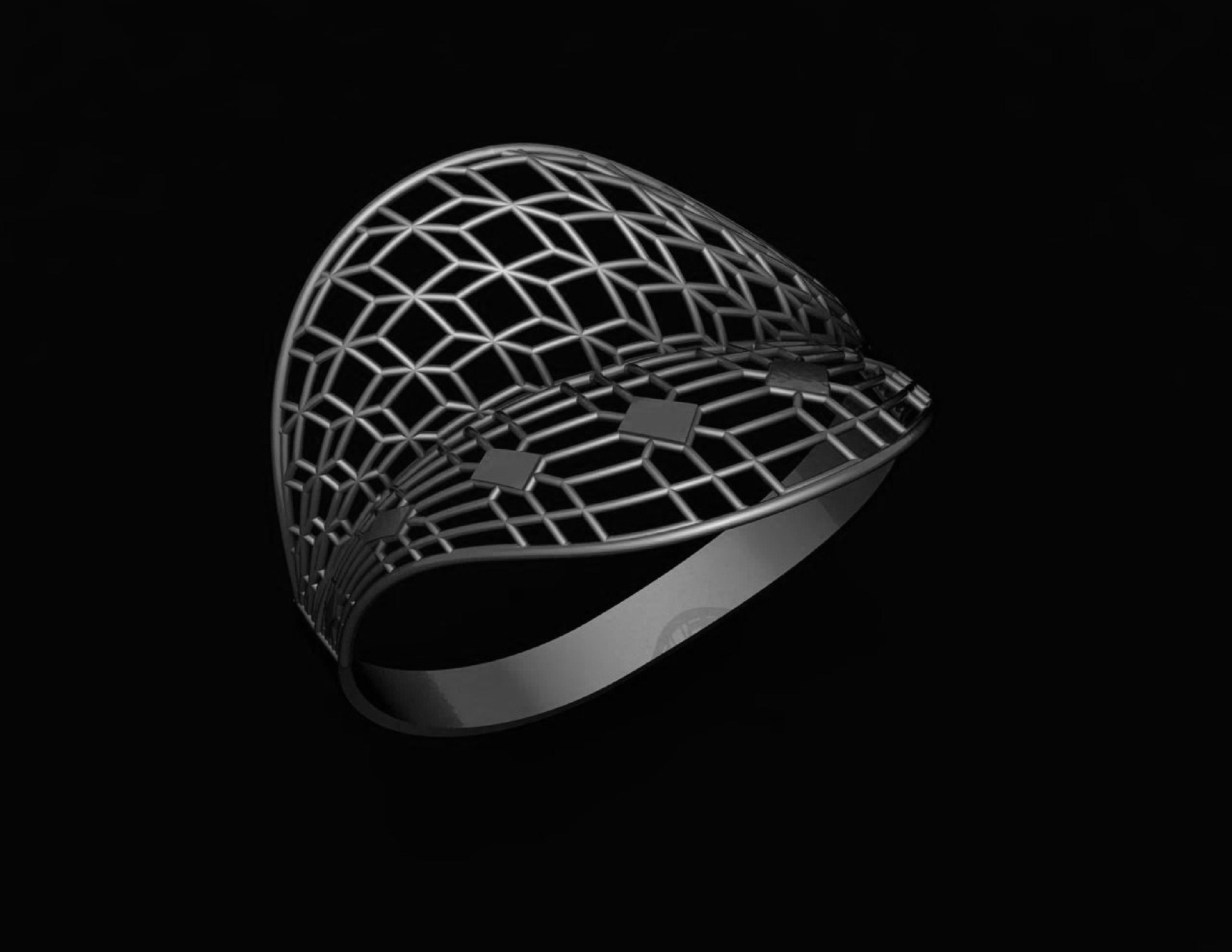 Ultra Vision Wire Mesh Jewelry Plain Gold Ring 3D print model_2