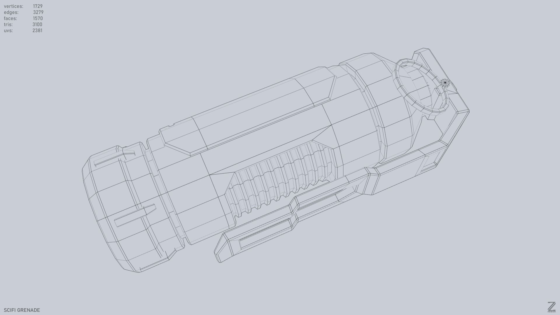 Scifi grenade Low-poly 3D model_13