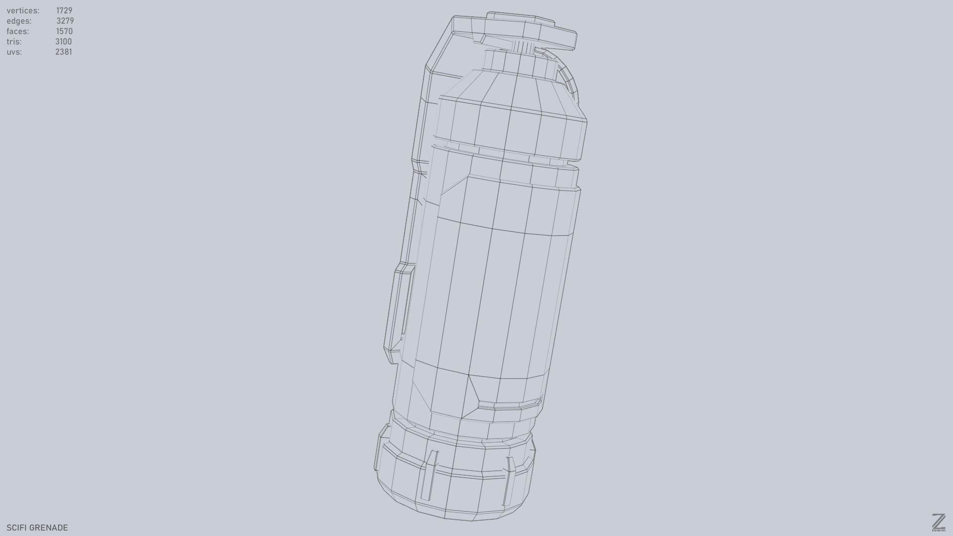 Scifi grenade Low-poly 3D model_12