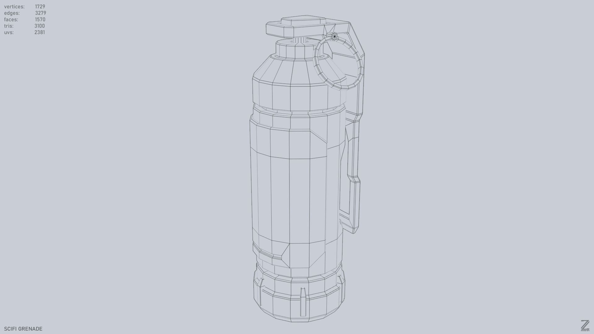 Scifi grenade Low-poly 3D model_9