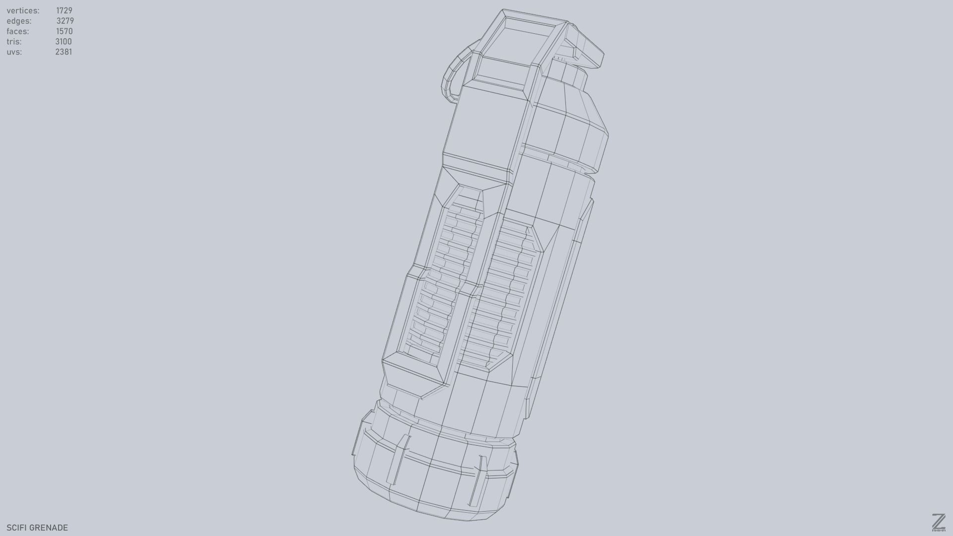 Scifi grenade Low-poly 3D model_14