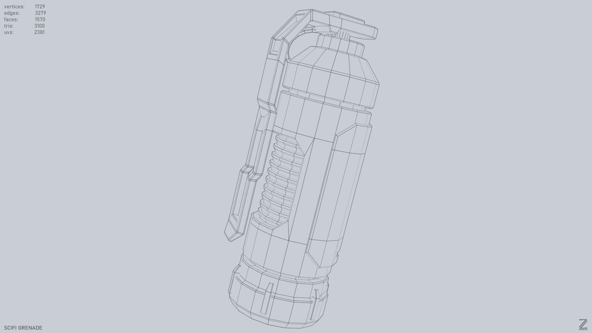 Scifi grenade Low-poly 3D model_15