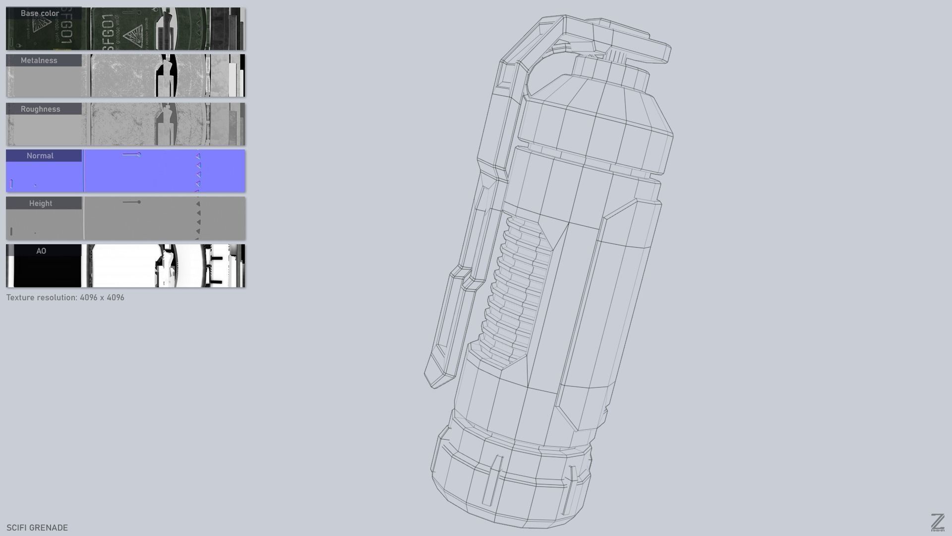 Scifi grenade Low-poly 3D model_3