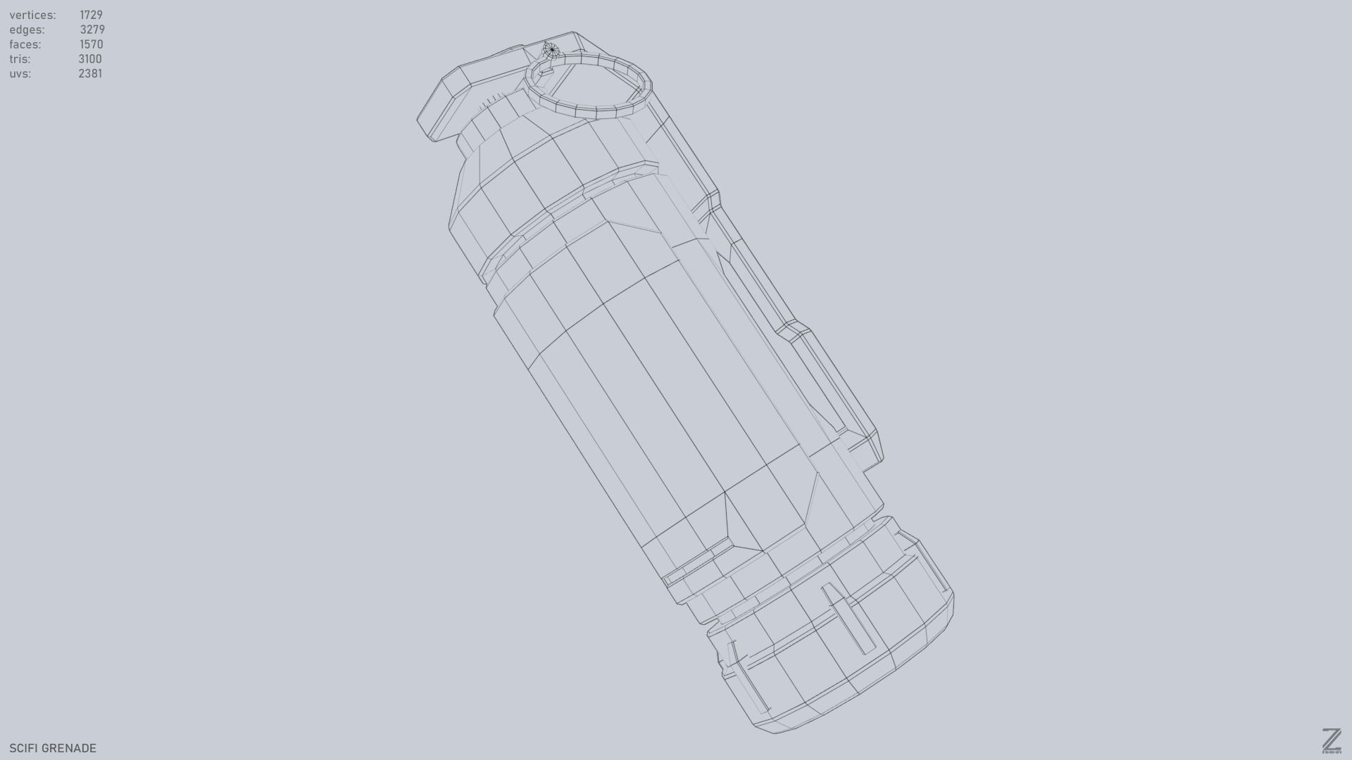 Scifi grenade Low-poly 3D model_10