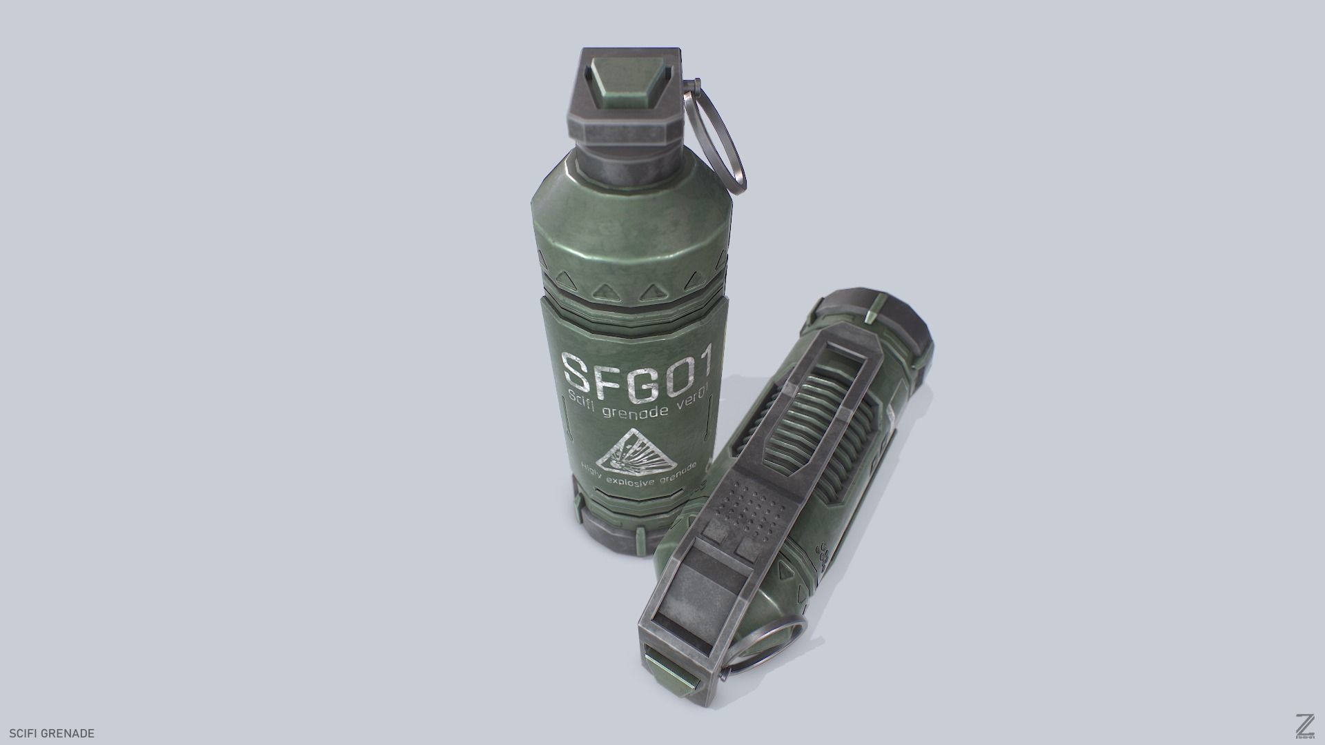 Scifi grenade Low-poly 3D model_5