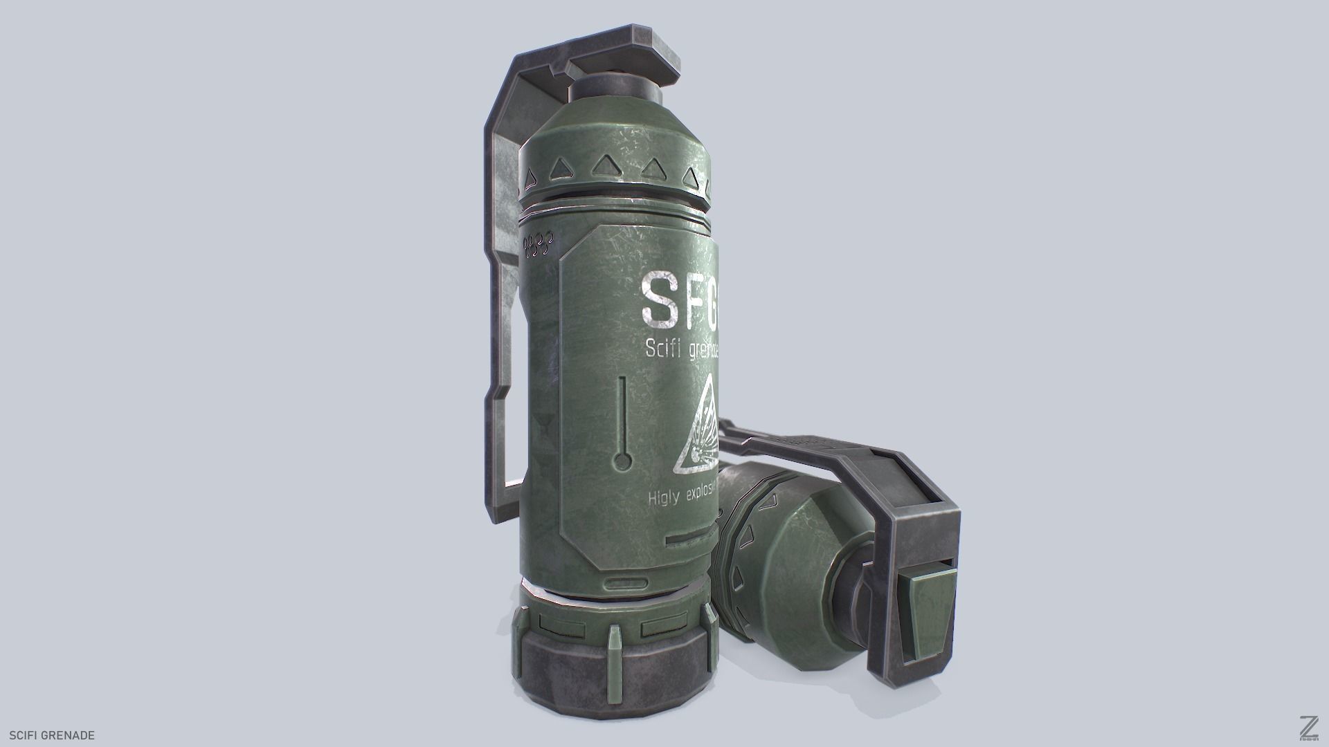 Scifi grenade Low-poly 3D model_6