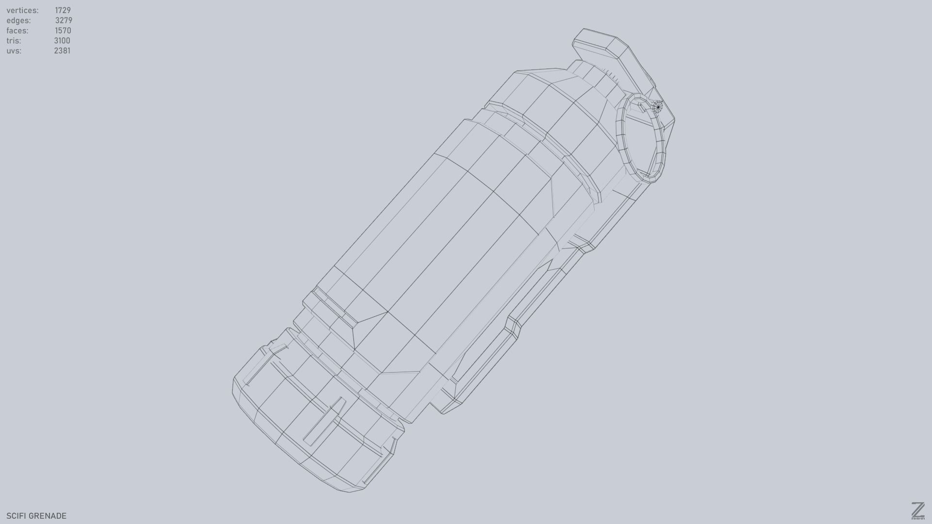 Scifi grenade Low-poly 3D model_11