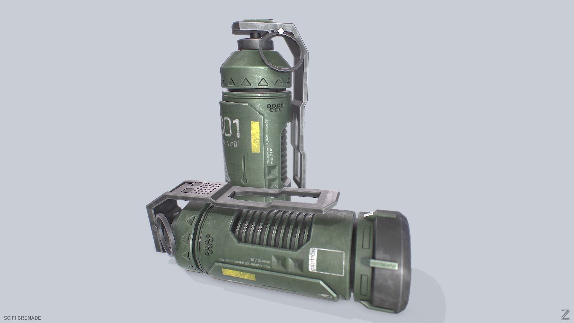 Scifi grenade Low-poly 3D model_2