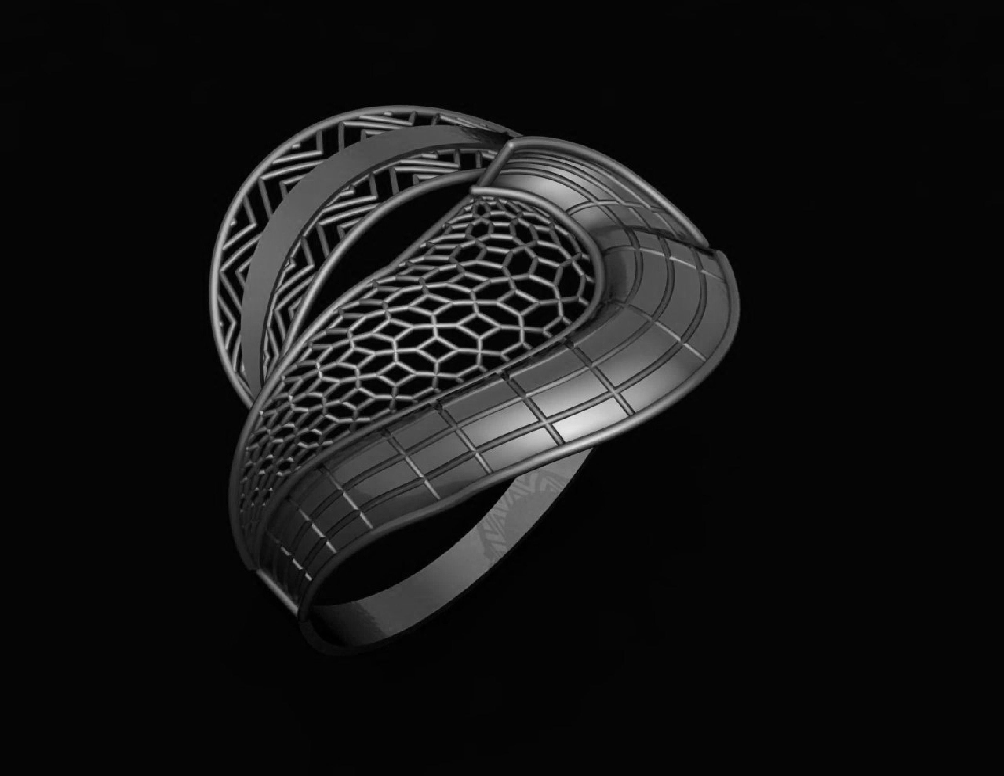 Ultra Vision Wire Mesh Jewelry Plain Gold Ring 3D print model_1