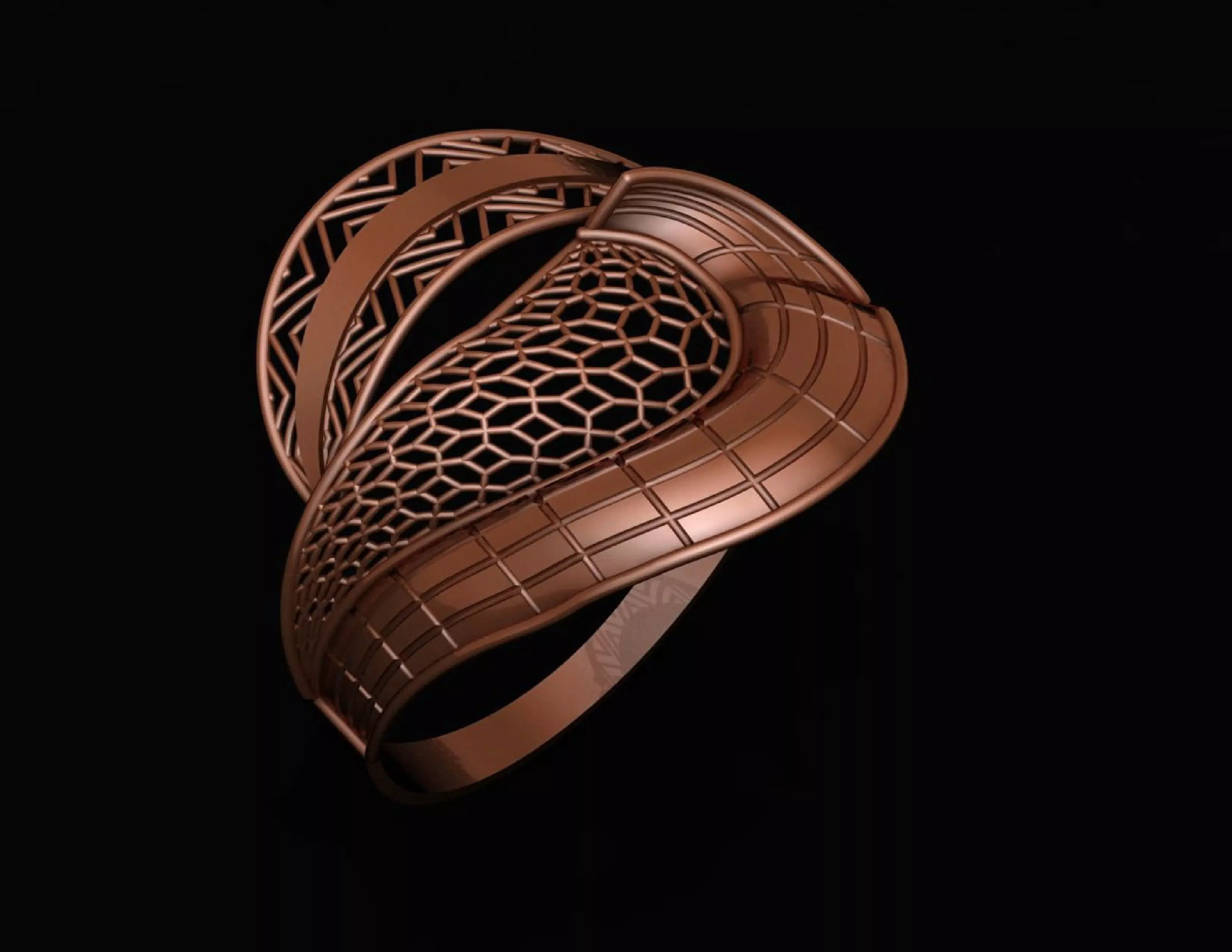 Ultra Vision Wire Mesh Jewelry Plain Gold Ring 3D print model_0